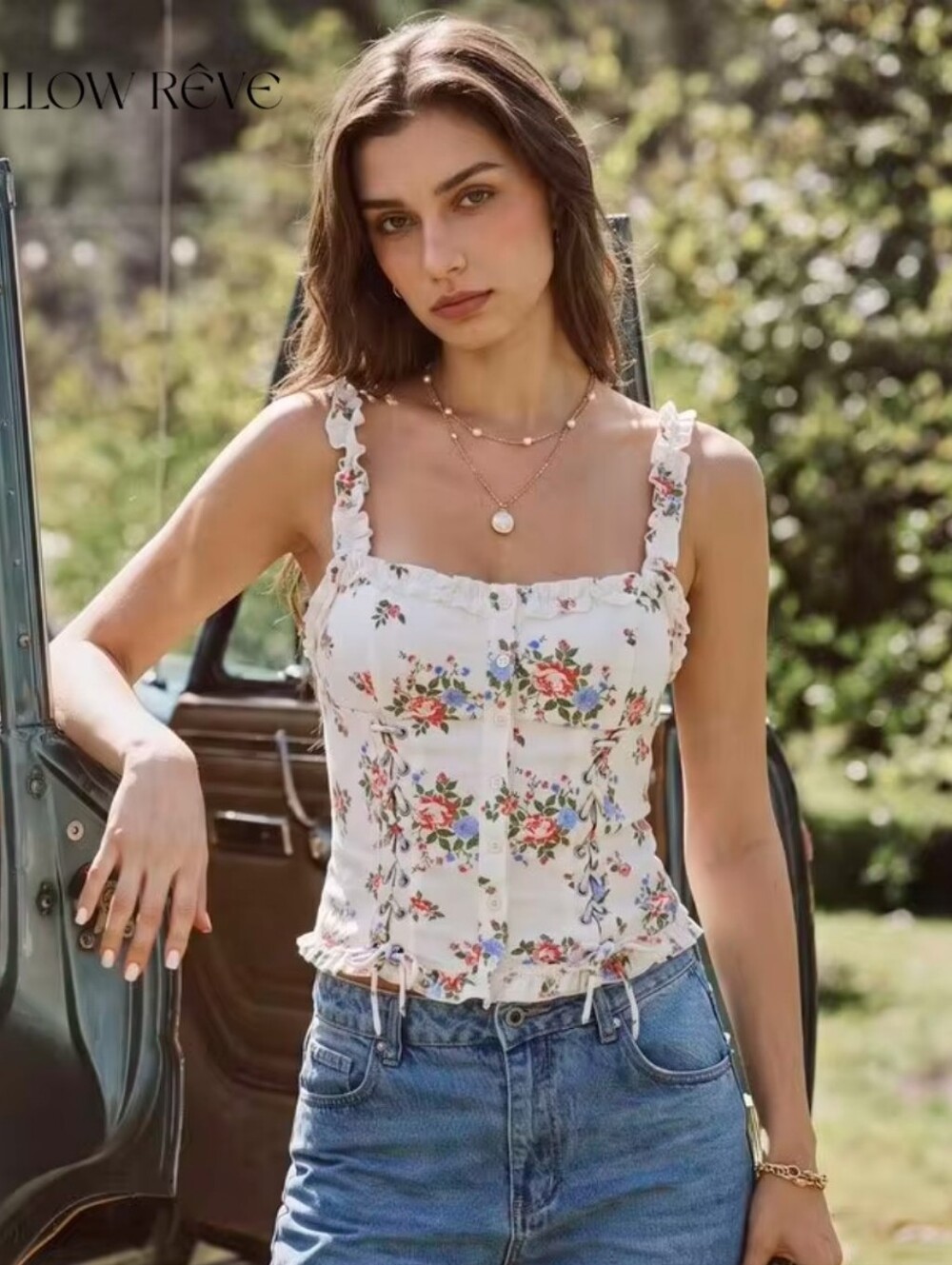 Cottagecore Chic! NWOT, Never Worn Floral Corset Top, Size L